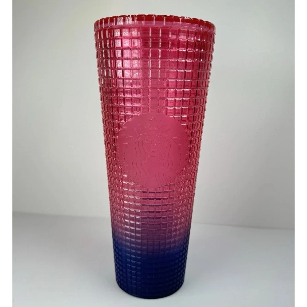 Starbucks 2022‎ Watermelon Grid Red Blue Gradient Studded Tumbler 24oz New
